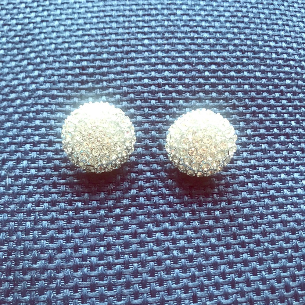 Silver toned Round Zirconia Stones Earrings NWOT